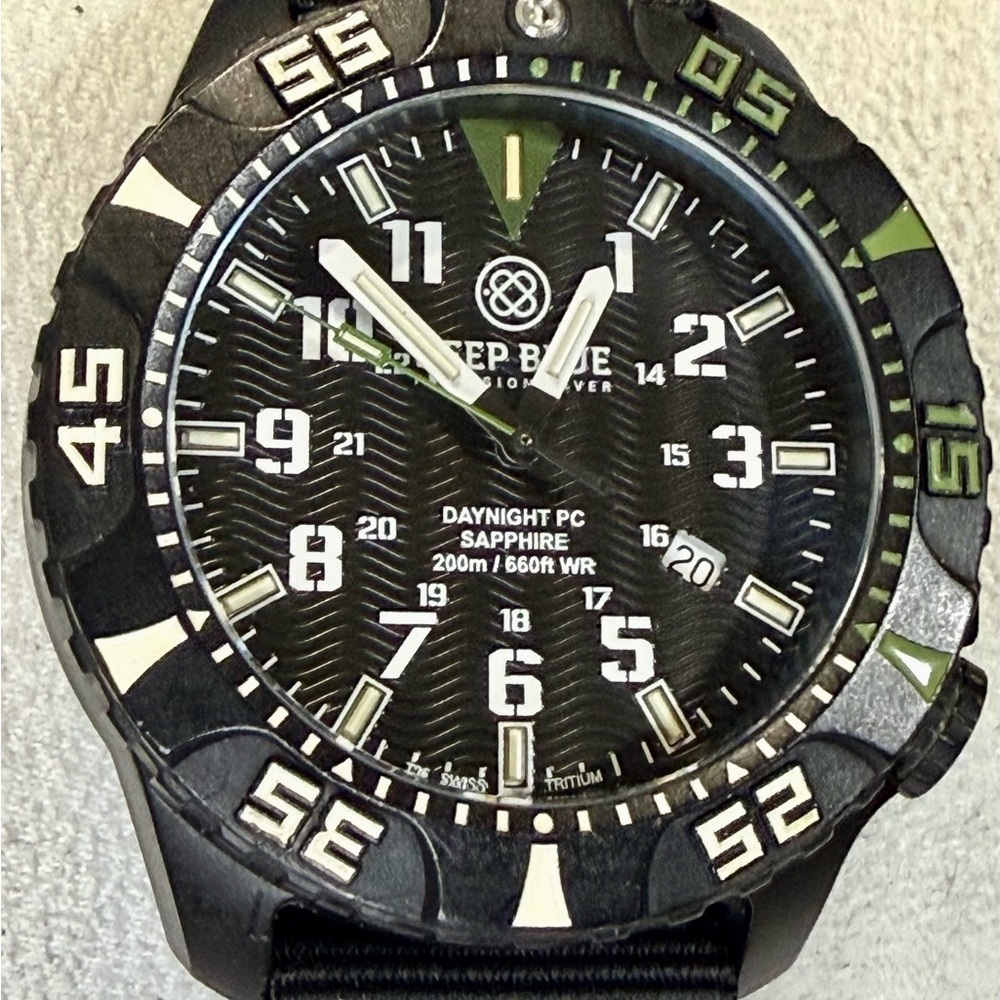 DEEP BLUE Day/Night PC Date Diver Mens Sport Watch.
